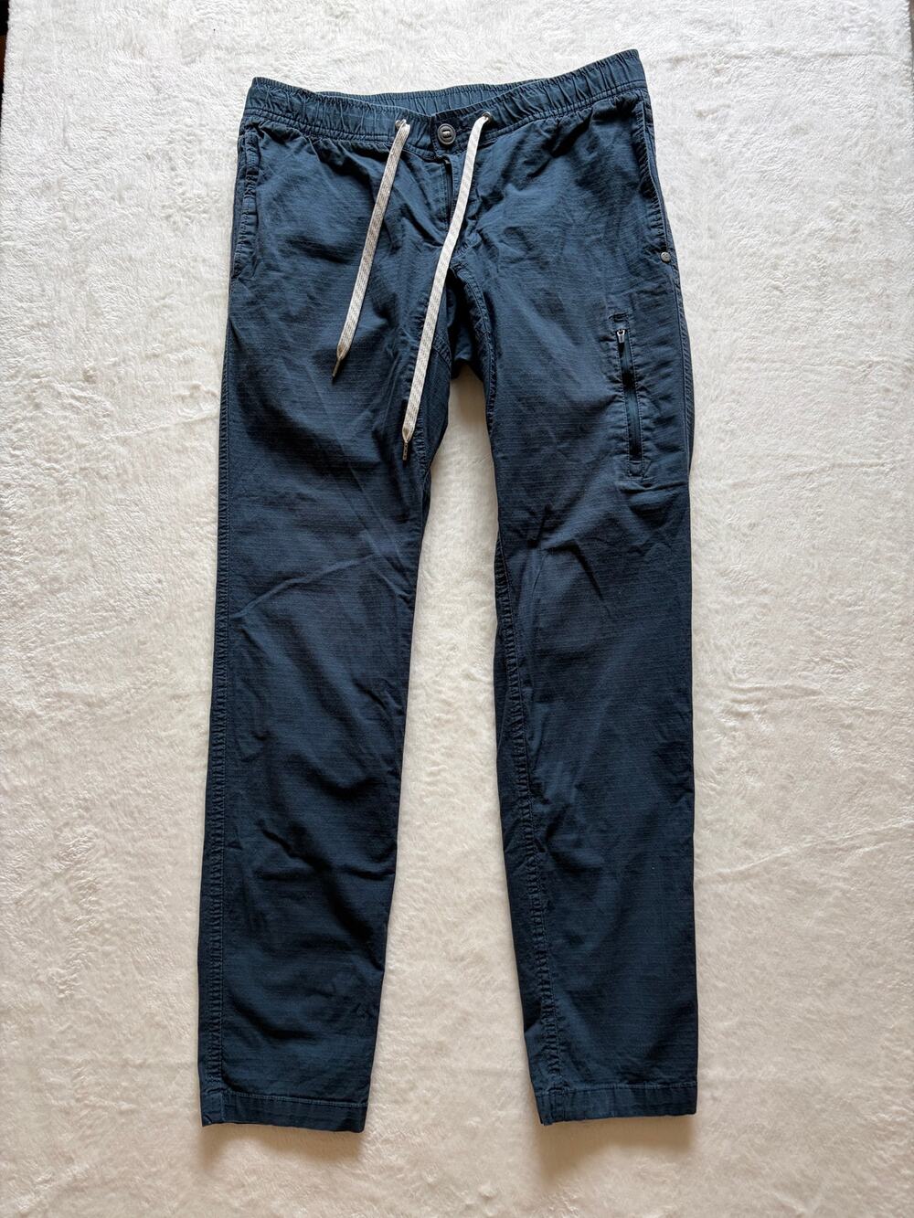 Vuori The Rise The Shine Pants Mens M Navy Organic Cotton Stretch Drawstring